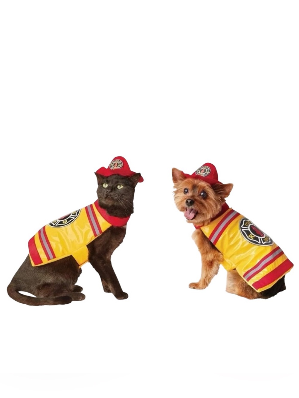 NEW Hide & Eek Dog Cat Firefighter Yellow Jacket Only Costume M Up To 50 Lbs